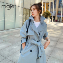 maje Kara 2021 autumn new blue windbreaker female medium long little man pop temperament goddess fan jacket