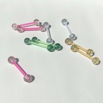 Acrylic tongue nail European and American personality girl cute pink sequin tongue ring nail UV soft Rod hypoallergenic perforation