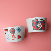 Shanshui a hand-painted wedding Bowl gift set to send girlfriends couple tableware rough pottery noodle bowl wedding gift box