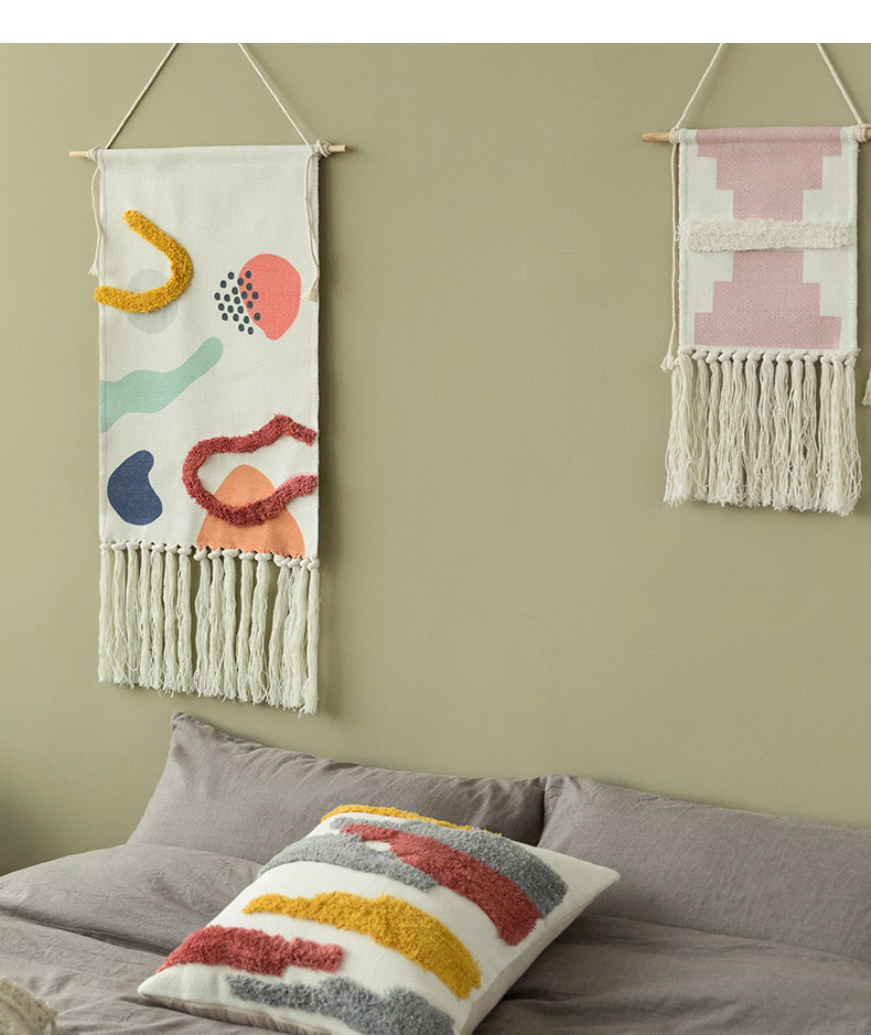 ins挂毯挂布卧室编织网红民宿墙面装饰背景布客厅流苏可爱挂画