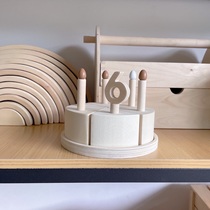 Custom INS Style Wood Log Digital Cake Birthday Cake DIY Handmade Home Wood Toy