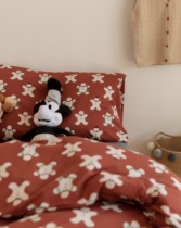 Custom INS Style Christmas Knitted Cotton Four Piece Gingerbread Man A Cotton All Cotton Printed Geranium Cotton Set