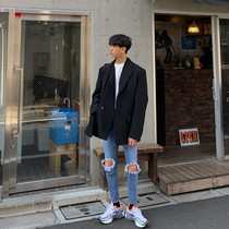 Loose cocoon type British student trend Spring and autumn youth trend off-the-shoulder suit simple work casual suit