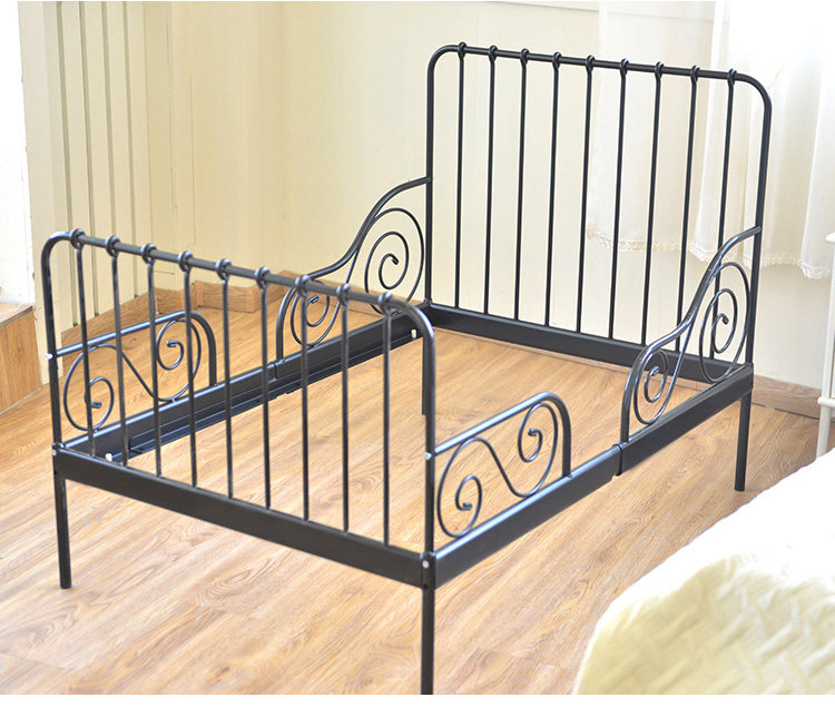 儿童床带护栏男孩女孩公主床单人铁床小孩简易框架米隆伸缩铁艺床