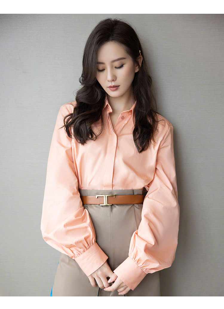 626跟着明星学穿搭2022年秋装刘诗诗同款设计感纯色宽松休闲上衣 - 17