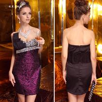 Lan Guifang Banquet Dating Womens Dress Purple Dew Shoulder Little Evening Dress Nail Beads Lace Bridal Wedding Dress 2240