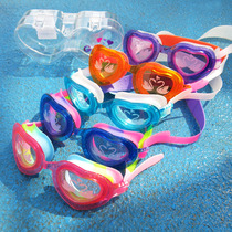 Colorful pearlescent heart shape boy girl goggles Cartoon anti-fog swimming goggles baby hot spring vacation swimming equipment