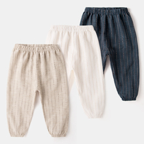 Boy anti-mosquito pants Summer 3-year-old children linen pants thin boys cotton and linen childrens clothing summer baby trousers