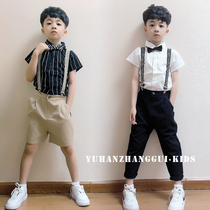 Boy gown suit Xia Yinglun Wind handsome Piano Performance Walk Show Walk Show Baby Birthday Flowers Child Suits