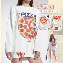 Zuai homemade (who moved my pizza) cotton trendy street Big version delicious pattern t-shirt woman