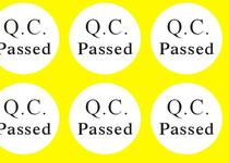 QC PASSED self-adhesive sticker white round 16mm diameter and barcode fragile sticker