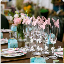 Explosive Korean wedding hollow wind chimes butterfly red wine glass insert card banquet party seat card decoration 50 pieces