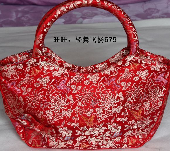 lv 2020紅包袋 商務禮品 南京雲錦研究所 包袋 包包 紅色花紋手提蝴蝶時裝包現貨 包袋