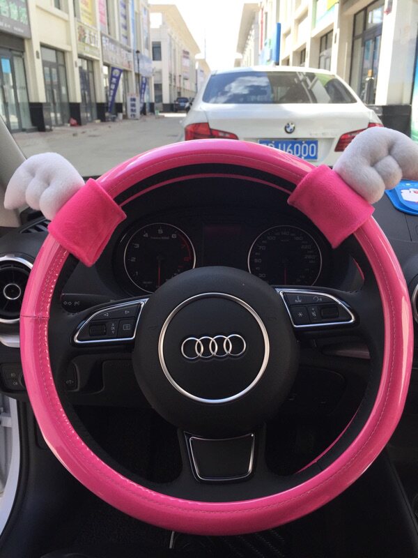 正版韩国天使翅膀方向盘套女士可爱四季防滑免洗汽车内饰套装套饰