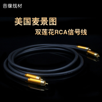 US McJingu McIntosh pure copper HIFI hair burning grade signal line audio line 2RCA Twin Lotus Heads line