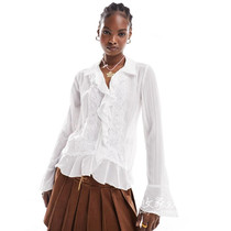 04 04 11 2024 trendguided womens new lotus leaf side light-coloured long sleeve shirt