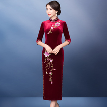 New wedding dress noble mother-in-law wedding dress Mother-in-law mother-in-law mother-in-law middle-aged womens dress Cheongsam dress woman