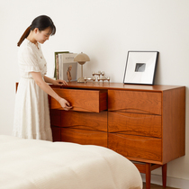 Ezhou building smiles nine-bucket cabinet living room storage cabinet bedroom cherry wood Nordic Wood simple drawer locker