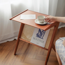 Ezhou building set small 7 sides several retro multi-function bookshelf sofa bedroom bedside table solid wood design magazine rack