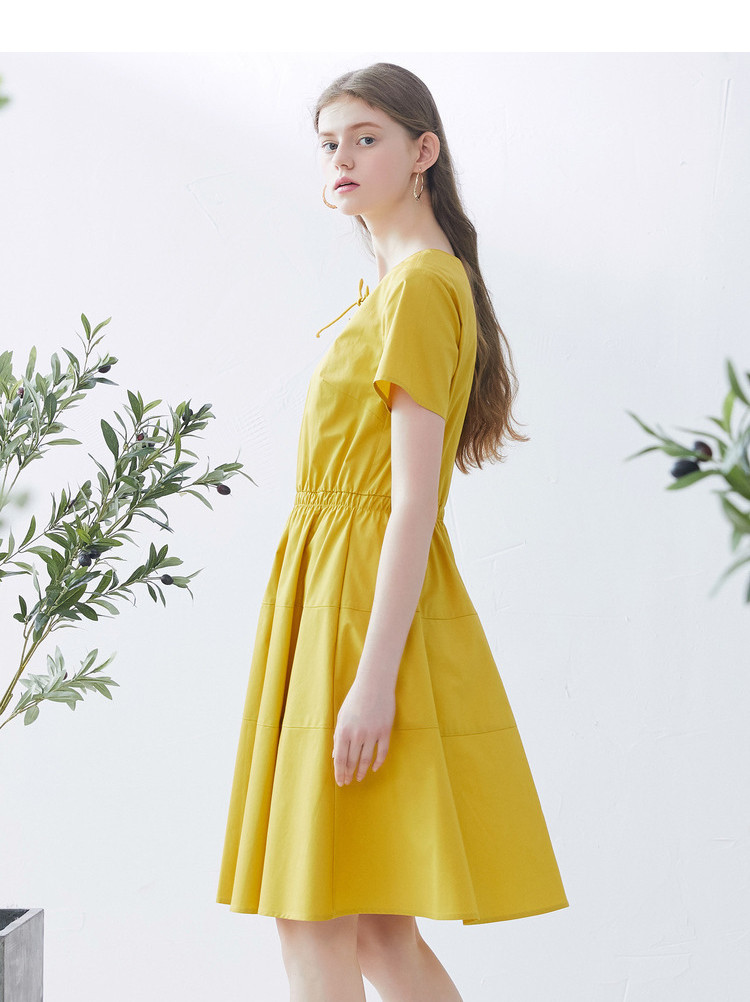 预售|gloria/歌莉娅2018夏新全棉绑结收腰连衣裙184e4b9xa