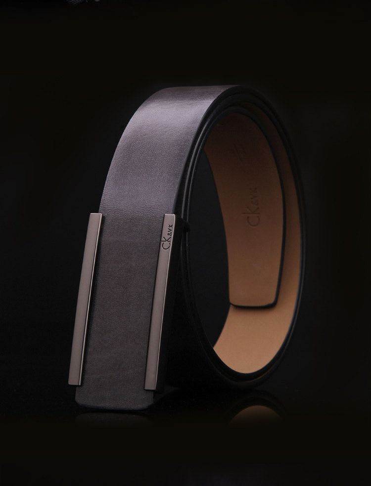 ck&vk男士皮带简约真皮头层牛皮平滑扣韩版青年商务休闲百搭腰带