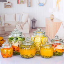 Glass Bottle Sealed Jar Kimchi Crock Tan Cereals Big Number Storage Jar Bubble Wine Fruit Tea Jars Glass Food Intake Jar