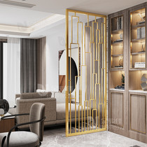 Simple stainless steel screen new Chinese living room partition porch rose gold folding mobile bedroom grille