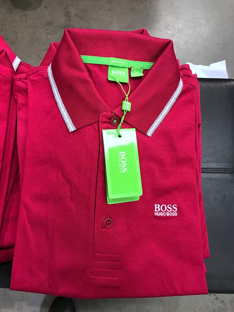 现货hugo boss/胡戈波士 高端绿标男士纯色休闲短袖polo衫