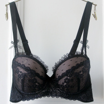 Flower Rose deep V gathered adjustable large size thin underwear Small chest thickened gathered three-breasted womens bra