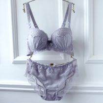 Vintage gray Chiffon bright line pleated thin large size underwear set gathered adjustable large size underwear panties