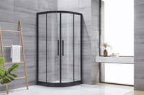 Simple shower room arc-shaped shower room bathroom tempered glass partition black new frame