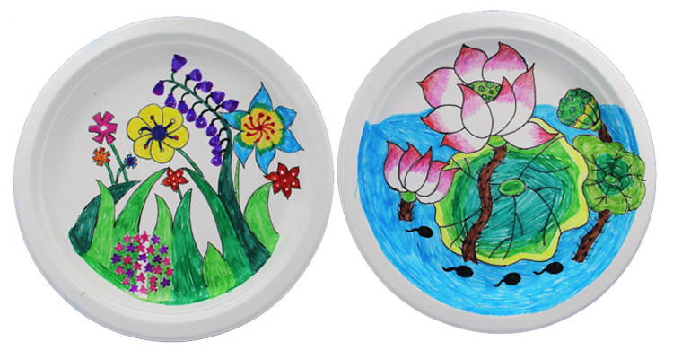 一次性纸盘加厚7寸9寸纸浆盘子生日派对蛋糕盘纸碟餐盘手工绘画盘