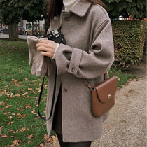 Black Hepburn wind woolen coat women 2020 new autumn and winter long woolen coat small man explosive