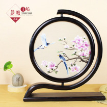 Su embroidery table two sides embroidered crafts ornaments pure hand embroidery simple modern style Chinese souvenirs