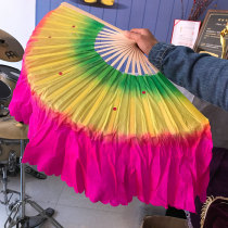 Three-color spun true silk 18 fan bone dance fan three color fan