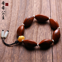 Pure Artisanal Olive Core 8 Rookhan Hand Strings Olive Hu Nuclear Sculptures Bracelet Men and women Play Line Carving yellow Little Fengsuo