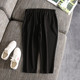 T8102 fat girl extra large size cropped pants 260 pounds summer cropped pants elastic high waist loose slimming elastic