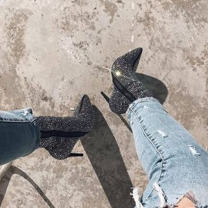 European and American women’s boots pointed head water drill high heels autumn and winter women’s shoes