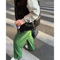 GAHKSTUDIO Korean designer pins in green light core suede pants