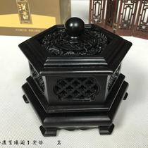 Black sandalwood Road Supplies pan incense stove Smoked Incense Stove Tower Fragrant Sandalwood Stove Hollowed-out Engraving Incense Box For 4 Hours