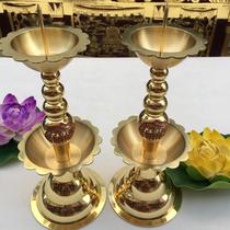 Pure copper wax candle holder Buddha uses candleholder double layer lotus wax candle holder to pay for a pair of price for financial and god Buddhist supplies