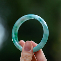 (Aoyama Muxue B02) positive circle 54 7 Fuya true love natural Jade A cargo positive circle ice glutinous green bracelet 54