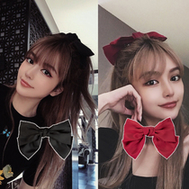 Zhou Yangqing black bow hairpin net red 2020 new clip headdress summer Japanese solid wine red