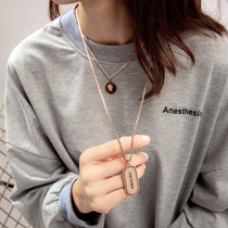 Fashion necklace high-grade double-layer temperament does not fade Europe and the United States wild sweater chain long 2021 new trend South Korea