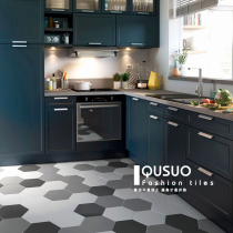 Fun Nordic bathroom Bathroom toilet Hexagonal wall tiles Retro kitchen hexagonal tiles Cement gray