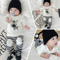 Net red baby clothes Cute two-piece mens treasure spring clothes Super-western 12 months childrens spring and autumn suits wear tide clothes outside