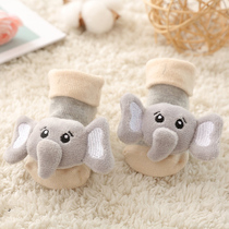 Built-in bells cute baby floor socks cotton socks Newborn baby toddler shoes and socks Non-slip bottom modeling socks tide