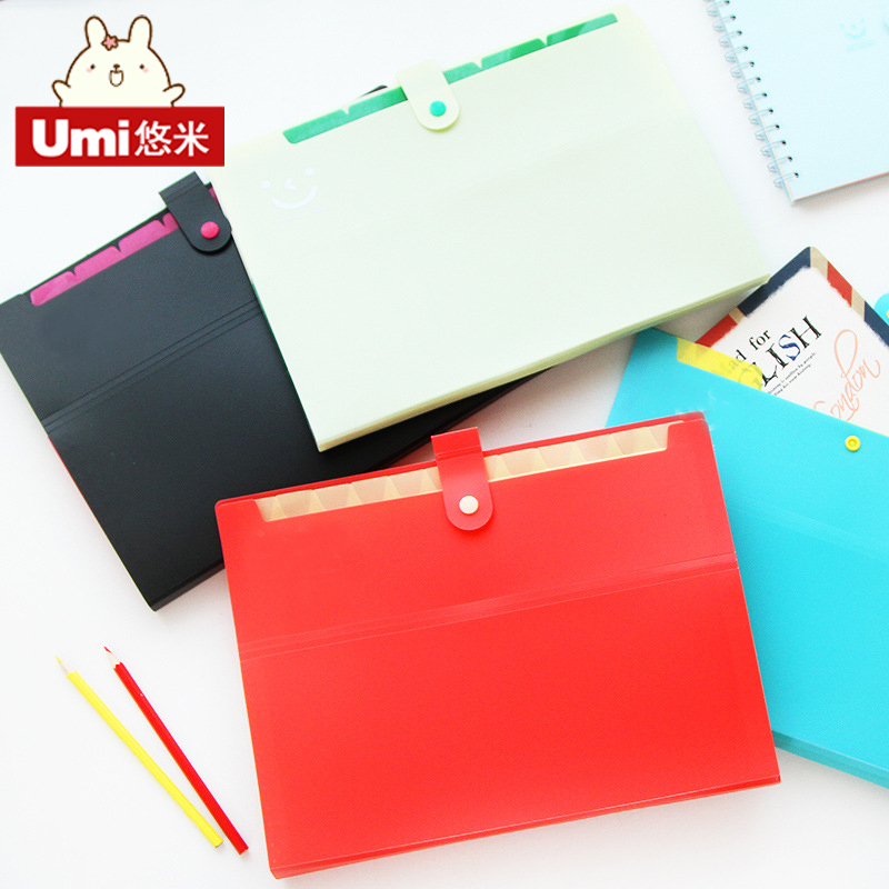 UMI文件夹多层学生女韩国文具试卷袋插页塑料A4商务文件袋风琴包产品展示图4
