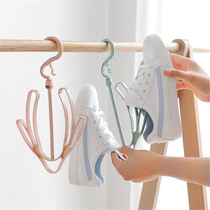 Thickened double hook shoe hanger multi-function drying shoe rack plastic rotating adhesive hook storage shoe rack bag hook