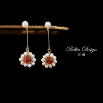 Long European and American baroque pendant earrings trendy female design sense ear buckle wild temperament pearl earrings earrings 3002